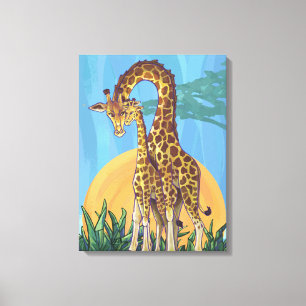 Giraffe Mama und Baby Leinwanddruck