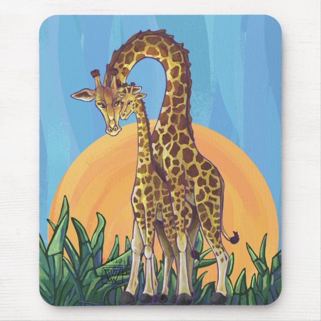 Giraffe Mama und Baby Mousepad (Vorne)