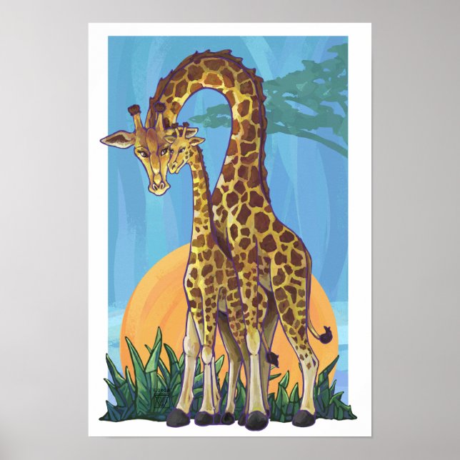 Giraffe Mama und Baby Poster (Vorne)