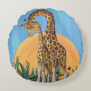 Giraffe Mama und Baby Rundes Kissen