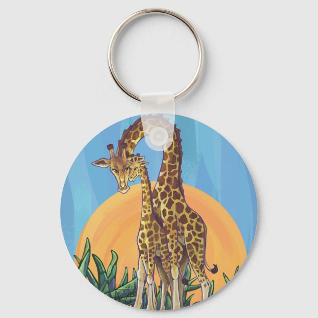 Giraffe Mama und Baby Schlüsselanhänger (Vorderseite)