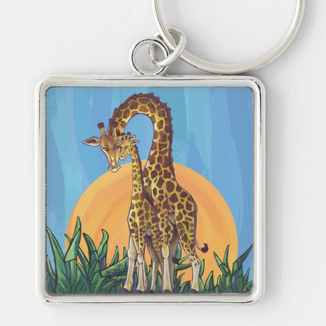 Giraffe Mama und Baby Schlüsselanhänger (Vorne)