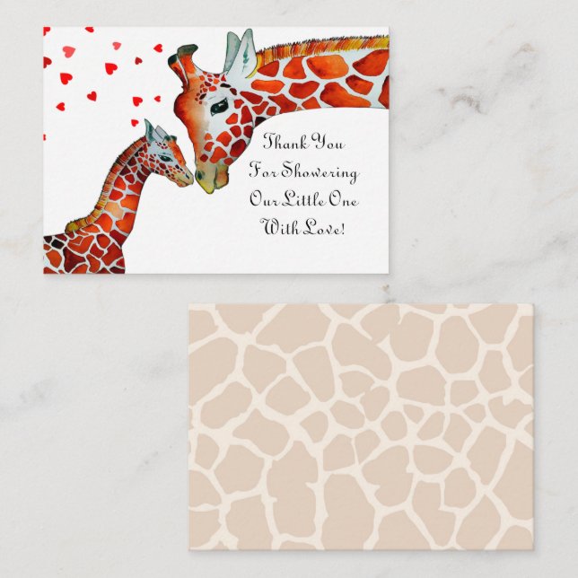 Giraffe Mama und ihr Sohn Danke-Karte Mitteilungskarte (Vorne/Hinten)