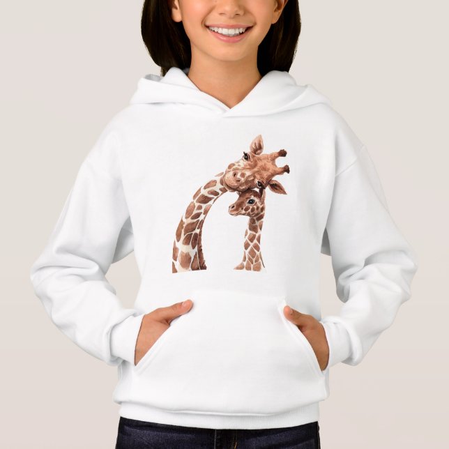 Giraffe Mama und Krüge, die Kopf berühren Hoodie (Vorderseite)