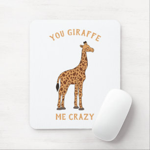 Giraffe Me Crazy Funny Zoo Safari Tierpuff Mousepad