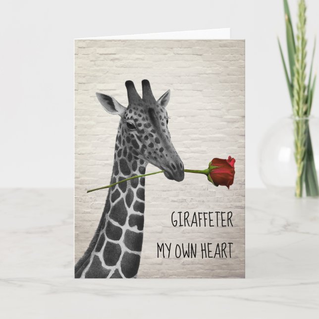 Giraffe meiner eigenen Herzgiraffe Rose Valentine Karte (Vorderseite)