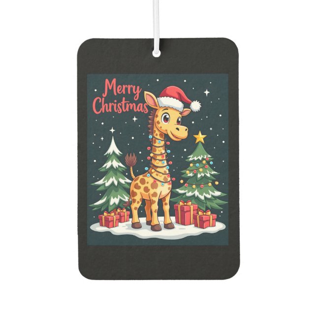 Giraffe Merry Christmas Tree Lighting Santa Giraff Autolufterfrischer (Vorderseite)
