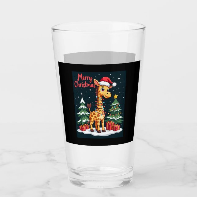 Giraffe Merry Christmas Tree Lighting Santa Giraff Glas (Vorderseite)
