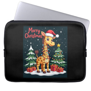 Giraffe Merry Christmas Tree Lighting Santa Giraff Laptopschutzhülle