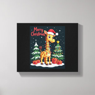 Giraffe Merry Christmas Tree Lighting Santa Giraff Leinwanddruck