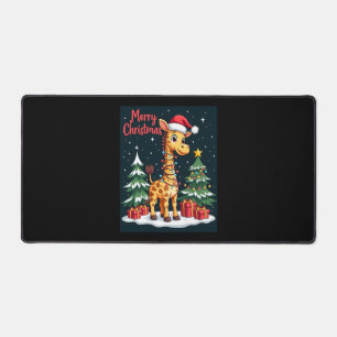 Giraffe Merry Christmas Tree Lighting Santa Giraff Schreibtischunterlage