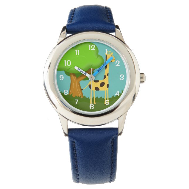 Giraffe mignonne et montre d'art des arbres (devant)