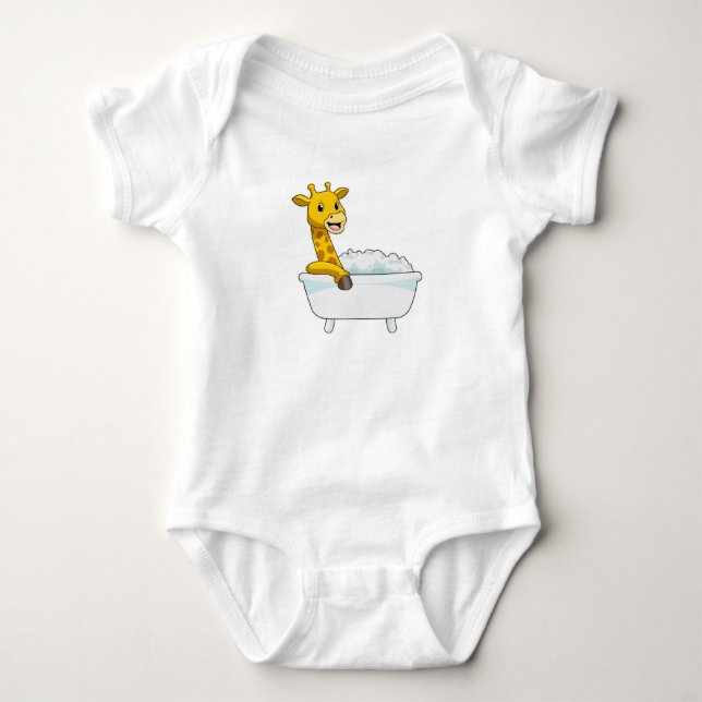 Giraffe mit Badewanne mit Schaumstoff Baby Strampler (Vorderseite)