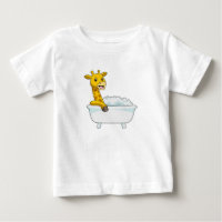 Giraffe mit Badewanne mit Schaumstoff
