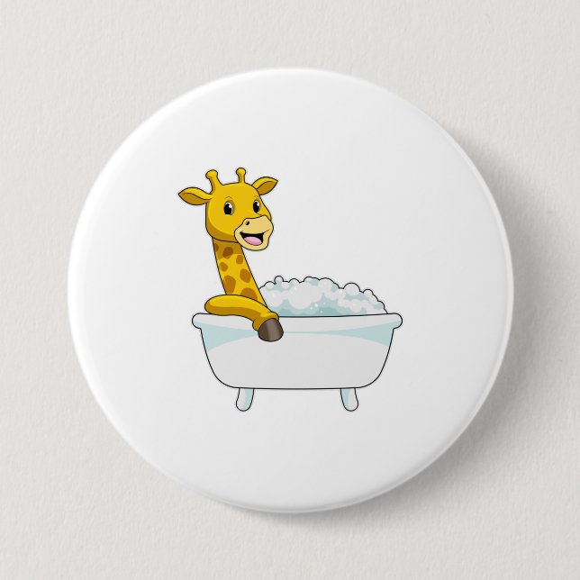 Giraffe mit Badewanne mit Schaumstoff Button (Vorderseite)