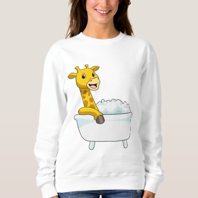 Giraffe mit Badewanne mit Schaumstoff Sweatshirt (Vorderseite)