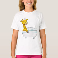 Giraffe mit Badewanne mit Schaumstoff