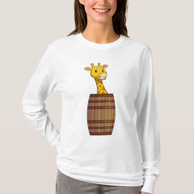 Giraffe mit Barrel T-Shirt (Vorderseite)
