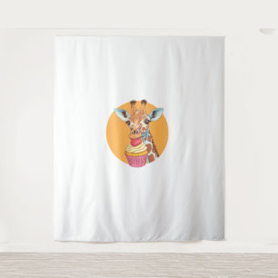Giraffe mit Cupcake Wandteppich