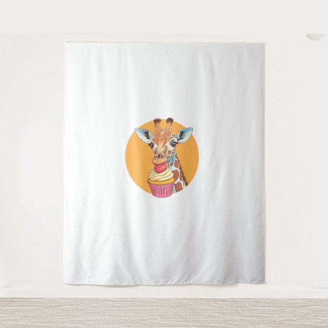 Giraffe mit Cupcake Wandteppich (Vorderseite)