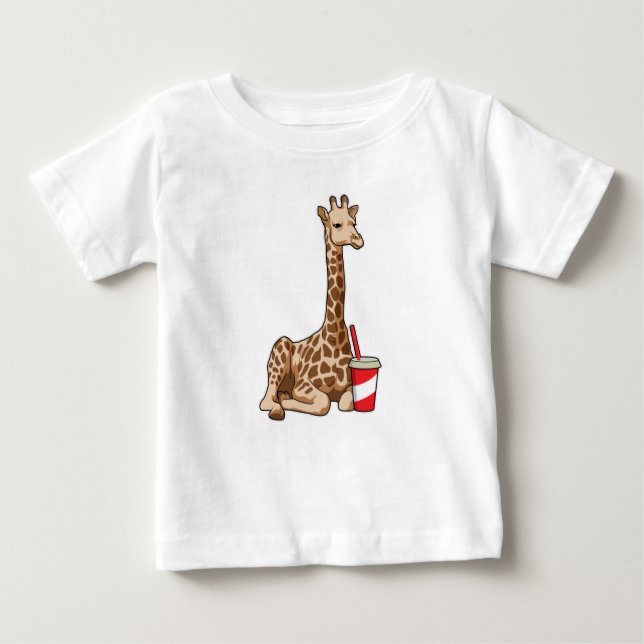 Giraffe mit Drink Baby T-shirt (Vorderseite)