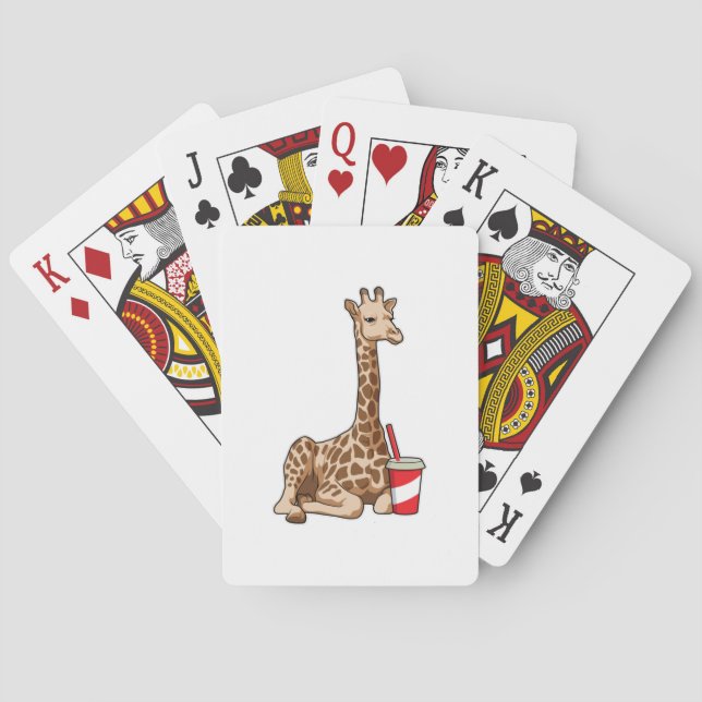 Giraffe mit Drink Spielkarten (Rückseite)