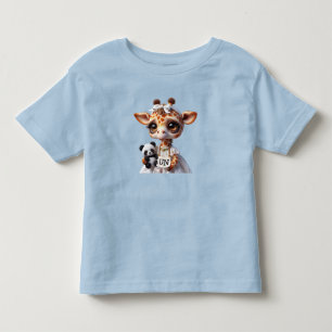 Giraffe mit einem Panda Kleinkind T-shirt