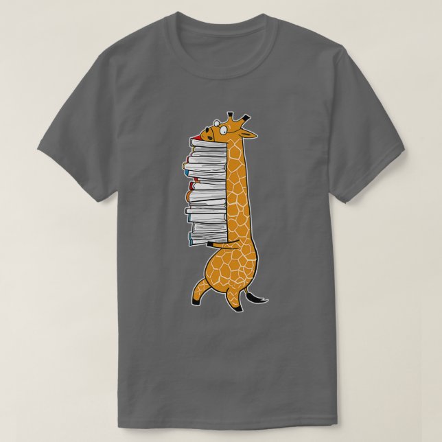 Giraffe mit einem Stapel von Büchern Telefonfälle  T-Shirt (Design vorne)