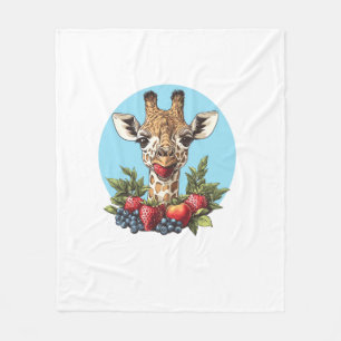 Giraffe mit Erdbeeren Blaubeeren Äpfel Fleecedecke