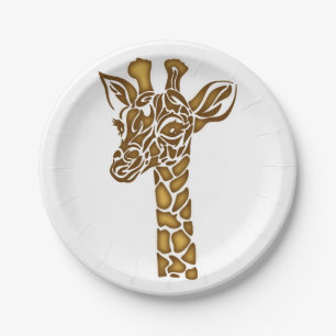 Giraffe mit ethnischen und Stammesverzierungen Pappteller