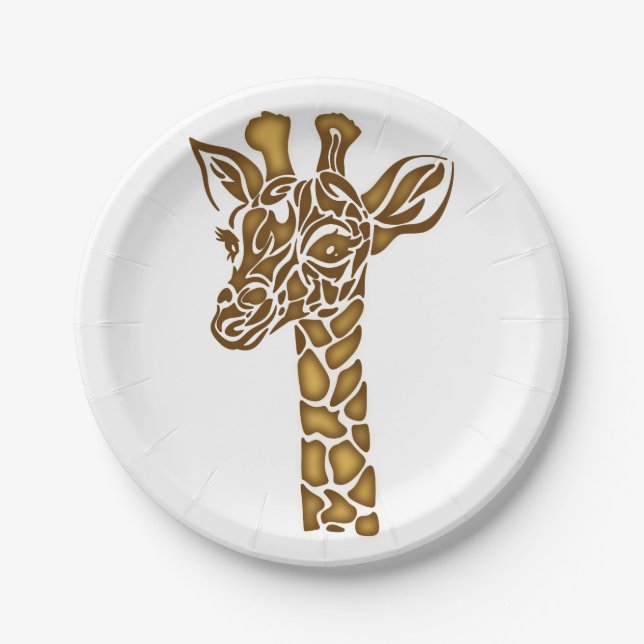 Giraffe mit ethnischen und Stammesverzierungen Pappteller (Vorderseite)