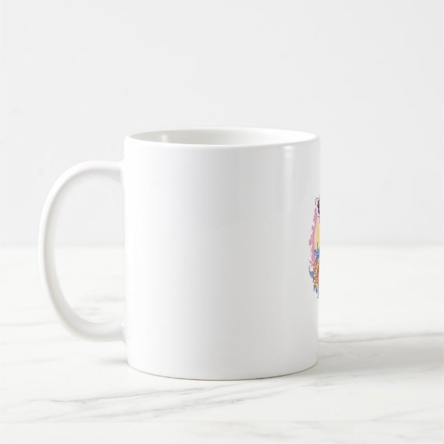 Giraffe mit farbenprächtigem Blumenhintergrund Kaffeetasse (Links)