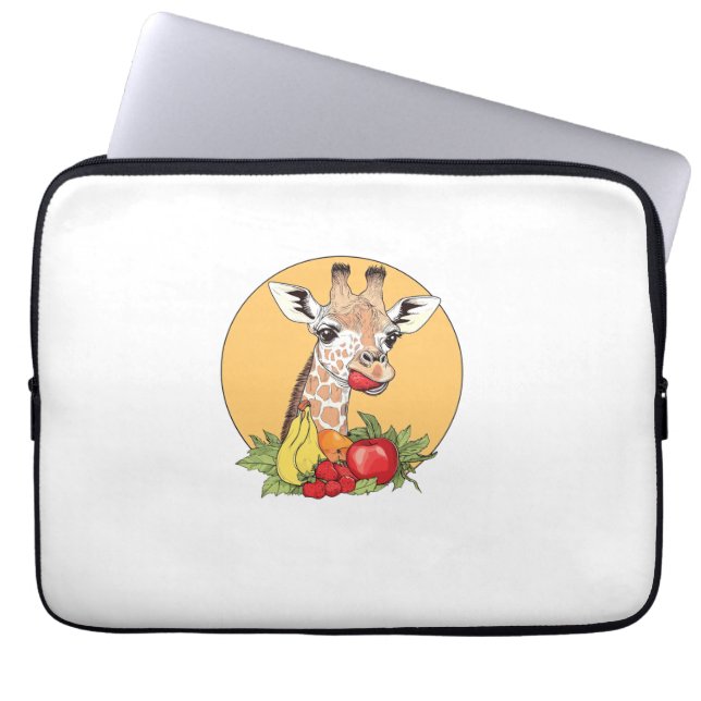 Giraffe mit Fruit Illustration Fun Vibes Laptopschutzhülle (Vorderseite)