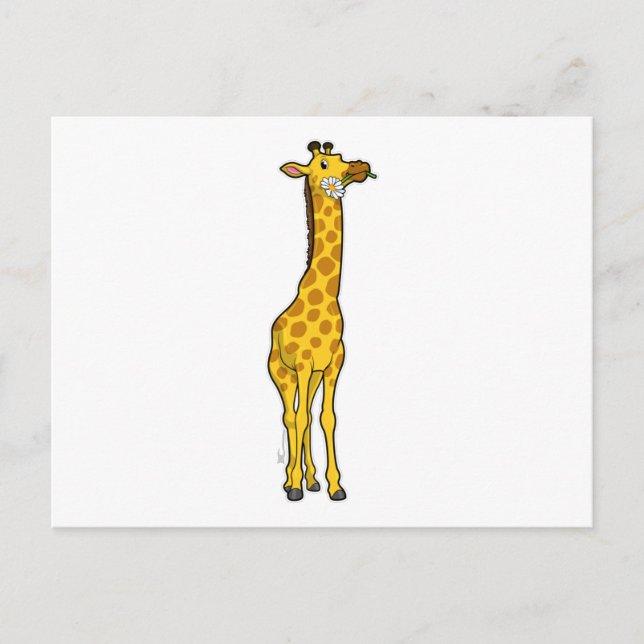 Giraffe mit Gänseblümchen Postkarte (Vorderseite)