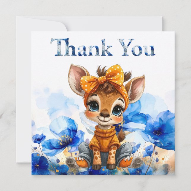 Giraffe mit gepunkteter Schleife Danke (Vorderseite)