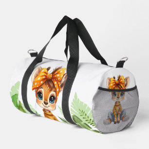 Giraffe mit gepunkteter Schleife Dschungel Duffle Bag