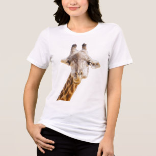 Giraffe mit Grin Wildlife Funny Tri-Blend Shirt