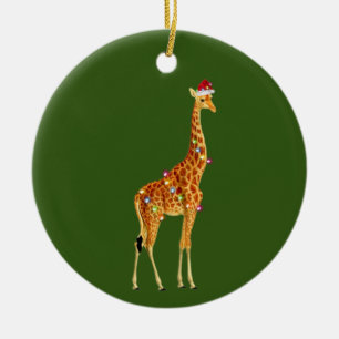 GIRAFFE mit Hat Lights Weihnachten Keramik Ornament