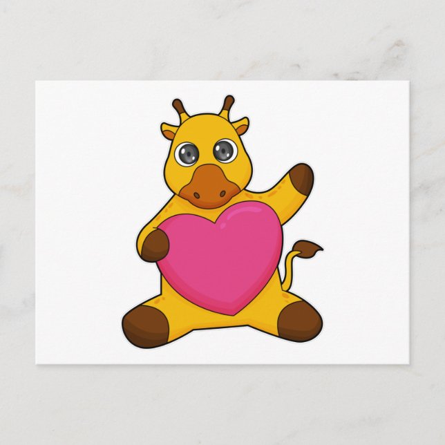 Giraffe mit Herz Postkarte (Vorderseite)