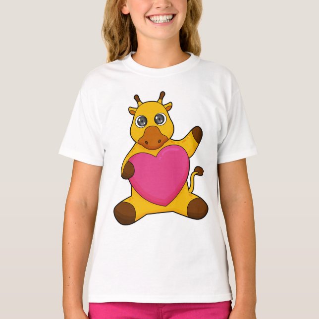 Giraffe mit Herz T-Shirt (Vorderseite)