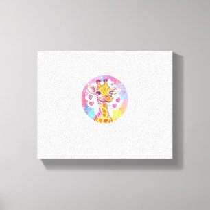 Giraffe mit Herzen Adorable farbenfrohe Liebe Leinwanddruck