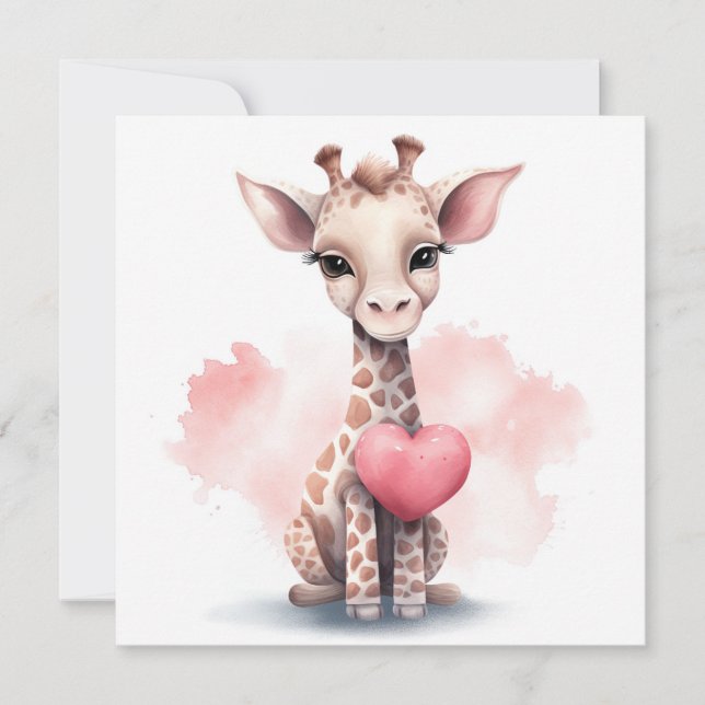 Giraffe mit HerzValentinstag-Karte Feiertagskarte (Vorderseite)