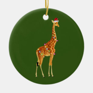 GIRAFFE mit Hutschuhen Weihnachten Keramik Ornament