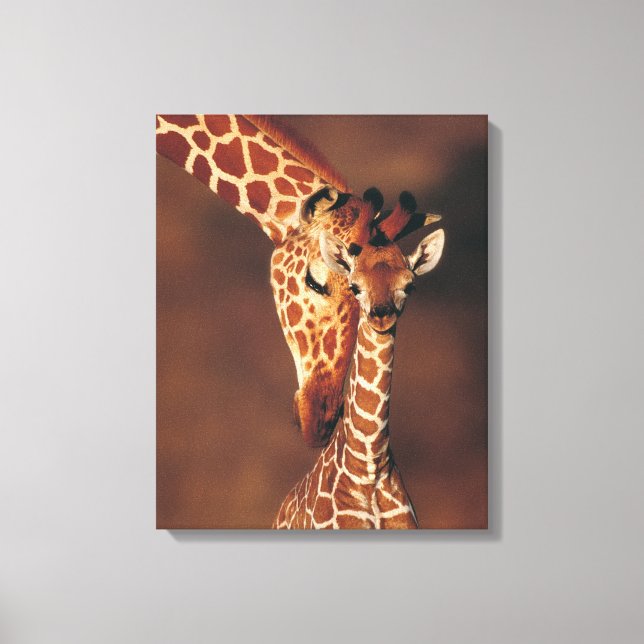 Giraffe mit Kalb (Giraffa camelopardalis) Leinwanddruck (Vorderseite)
