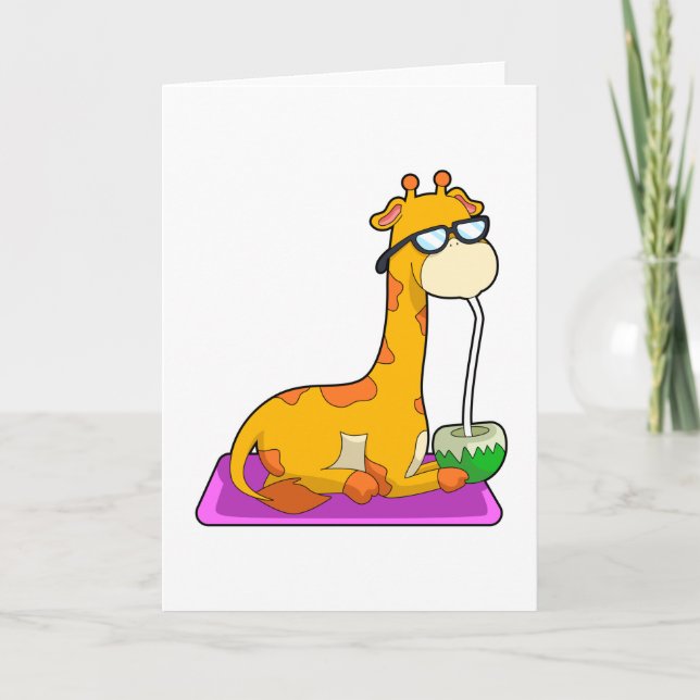 Giraffe mit Kokosnuss Karte (Vorderseite)