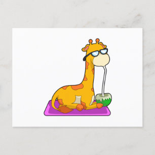 Giraffe mit Kokosnuss Postkarte