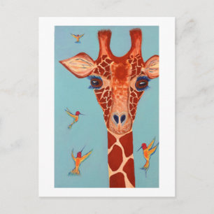 Giraffe mit Kolibris Postkarte