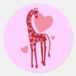 Giraffe mit Liebe Runder Aufkleber