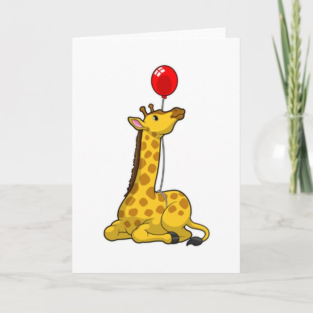 Giraffe mit Luftballon Karte (Vorderseite)