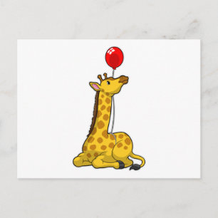 Giraffe mit Luftballon Postkarte